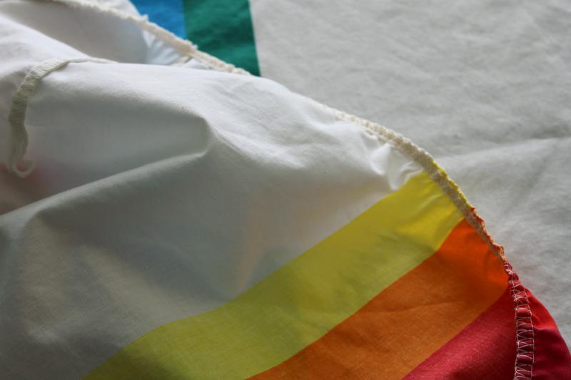 vintage Wamsutta rainbow cotton/poly double bed sheets & pillowcases, retro pride