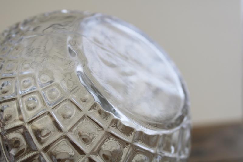 vintage Waterford waffle diamond pattern clear glass pitcher, tilt ball shape