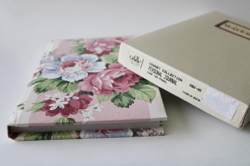 vintage Waverly Symphony peonies floral print Gibson blank book hardbound journal