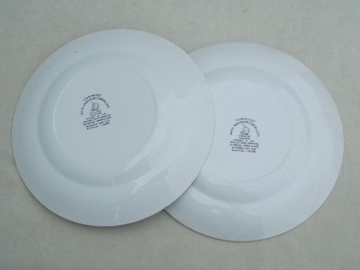 vintage Wedgwood Countryside blue & white china dinner plates, set of 6