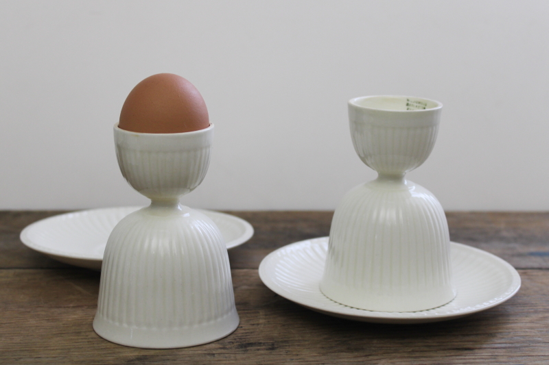 vintage Wedgwood Edme egg cups and saucers, classic fluted pattern