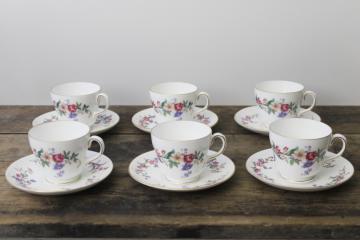 vintage Wedgwood England Devon Sprays floral china, six tea cups  saucers