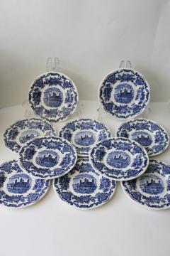 vintage Wedgwood blue  white transferware china small plates Royal Homes of Britain