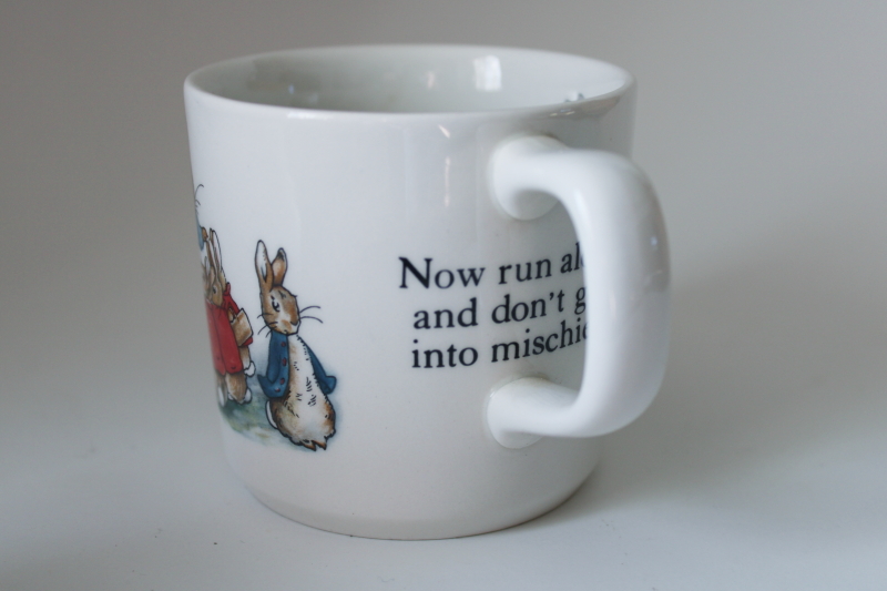 vintage Wedgwood china Peter Rabbit mug, baby / childs cup Beatrix Potter pictures