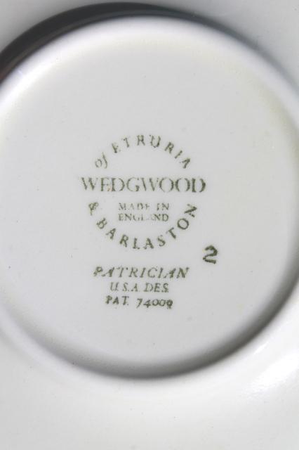 vintage Wedgwood creamware ivory china demitasse cups & saucers, Patrician embossed border