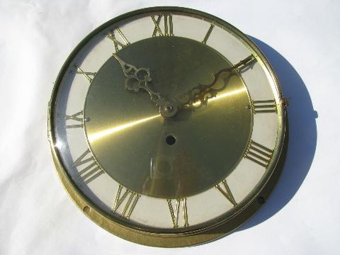 vintage West Germany clock part, movement w/ metal case & glass cover