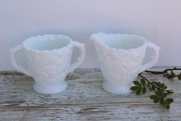 vintage Westmoreland bramble pattern milk glass cream pitcher  sugar bowl set