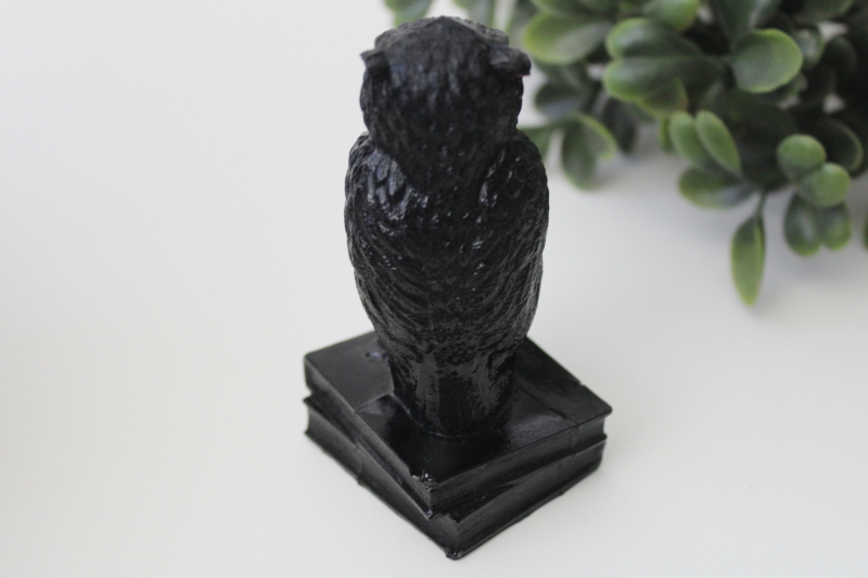 Vintage Westmoreland Ebony Black Milk Glass Novelty Wise Old Owl Figurine
