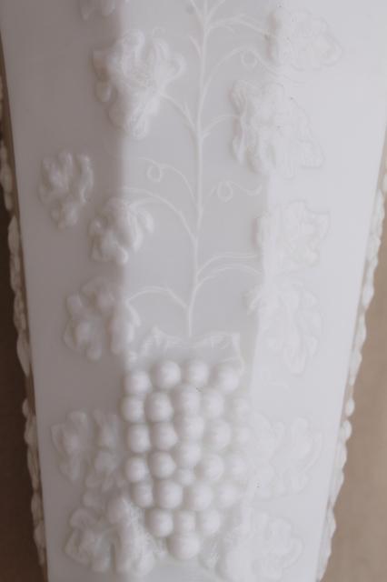 vintage Westmoreland paneled grape milk glass flower vase for long stemmed roses