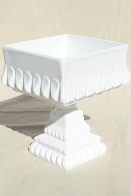 vintage Westmoreland wedding box, milk glass candy dish square pedestal bowl