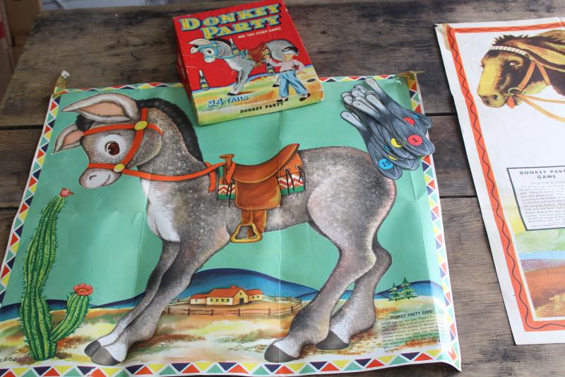 Vintage Whitman Pin The Tail On The Donkey Party Games 1940s 1950s