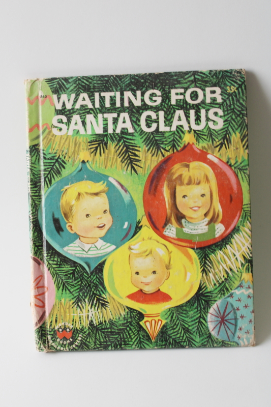 vintage Wonder Book Christmas 1952 Waiting for Santa Claus baby boomer picture book