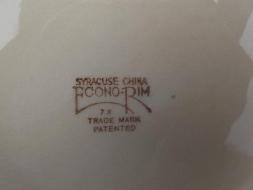 vintage adobe tan Syracuse ironstone china dinnerware, sandwich plates set