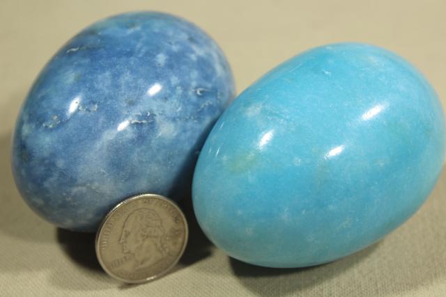 vintage alabaster marble eggs, goose egg size dyed stone Easter eggs in bright colors