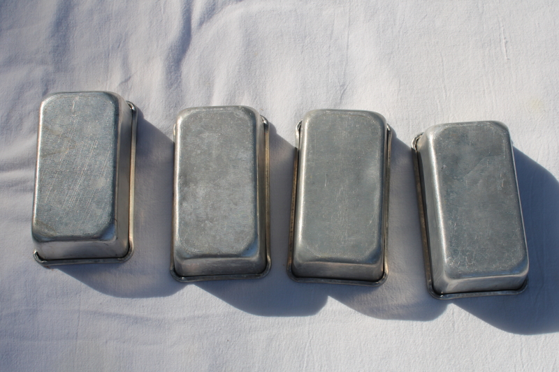 vintage aluminum mini loaf pans for cake or bread baking, childs size cookware