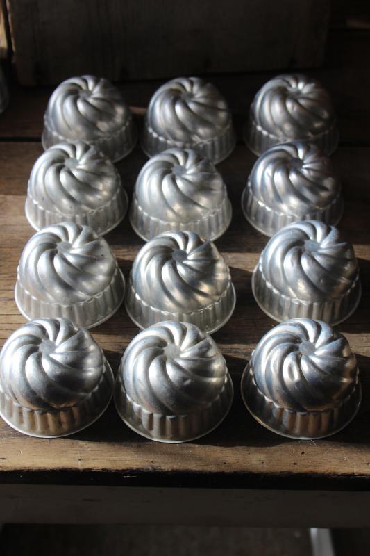 57 Vintage Metal Aluminum Mini Small Cake Jell-O Molds Tart Baking Tin Pans