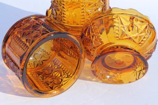 vintage amber glass fairy lights, Indiana glass candle lamp candle holders pair