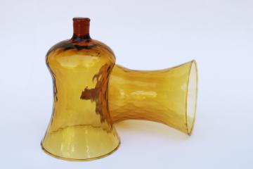 Very Nice! Gorgeous Vintage Hand blown Amber Glass Basket with Swirl Handle