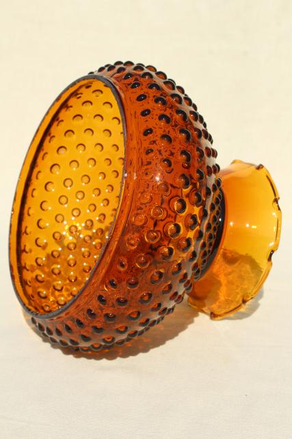 vintage amber glass hobnail lampshade, replacement student lamp desk light shade