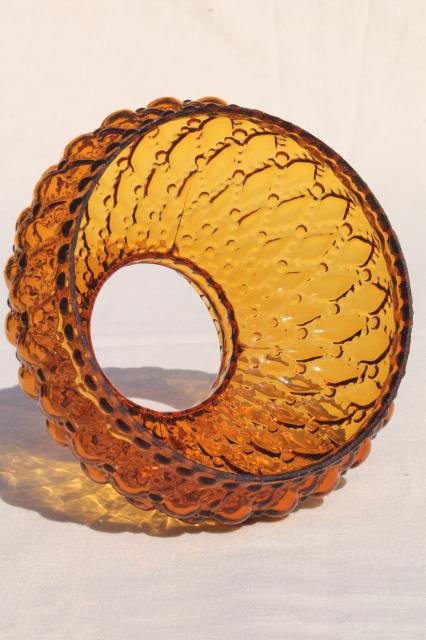 vintage amber glass shade, diamond quilt quilted glass lampshade for student lamp