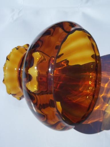 vintage amber glass shade for student lamp, old Fenton replacement part