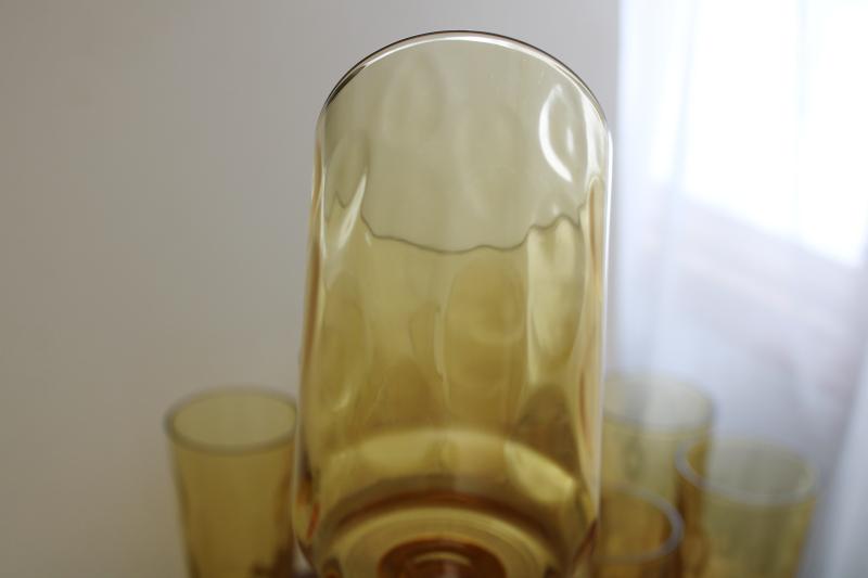 vintage amber glass stemware - set of tall glasses for water, wine, iced tea or beer