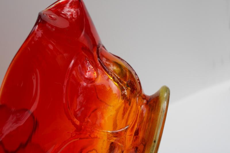 vintage amberina glass pitcher & bowl, Kanawha West Virgina glass hand blown ivy vine