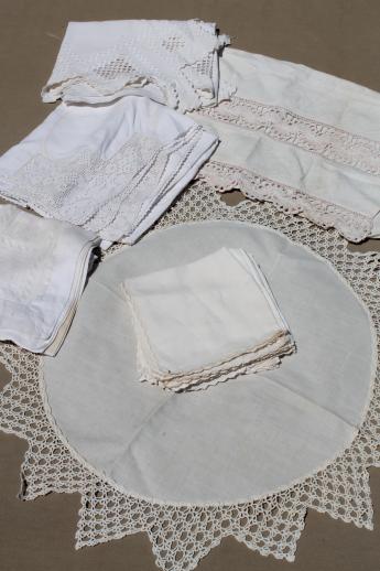 vintage & antique whitework lot, hand-embroidered linens and lace table linen 