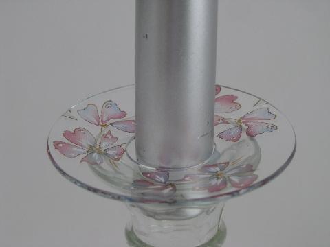 vintage apple blossom glass candle bobeches for candlesticks, chandelier