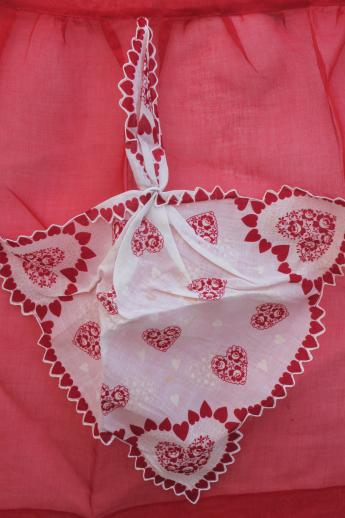 vintage apron lot, collection of sheer half aprons w/ hearts & flowers