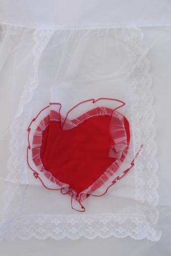 vintage apron lot, collection of sheer half aprons w/ hearts & flowers