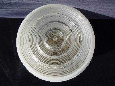 vintage architectural salvage ceiling fixture, glass bullseye shade
