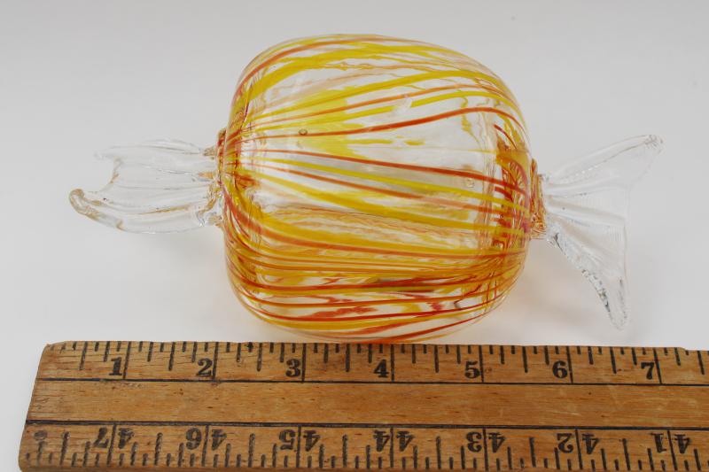 vintage art glass paperweight, giant sized hard candy hand blown Murano glass 
