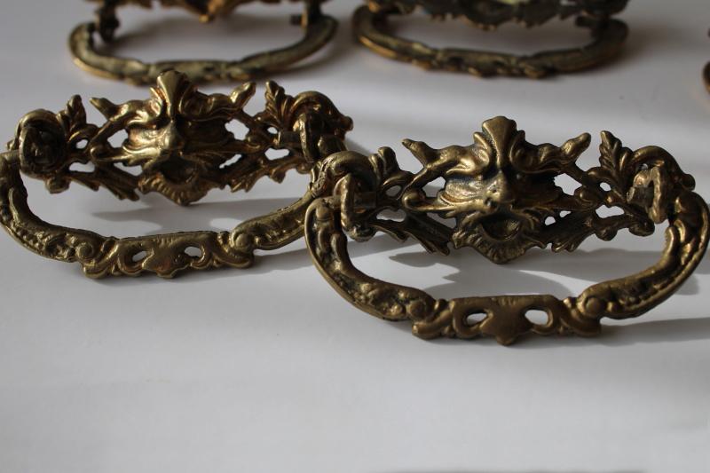 vintage art nouveau style brass drawer pulls hardware, very ornate mythical Green Man