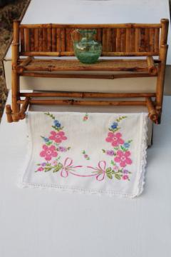 vintage bamboo shelf, folding wall rack w/ towel bar for small kitchen or bath storage