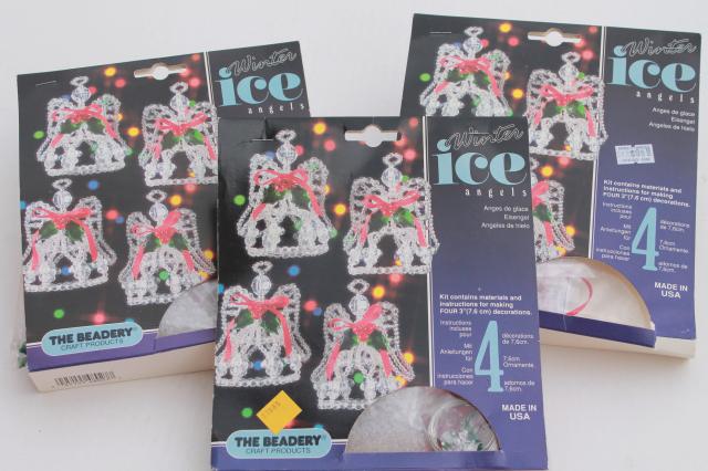 vintage bead ornament kit lot, Beadery Winter Ice kits to make beaded Christmas tree ornaments