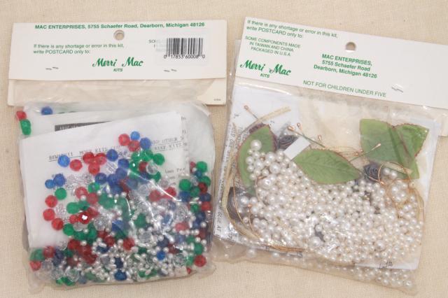 vintage bead ornament kit lot, Mary Maxim kits to make beaded Christmas tree ornaments