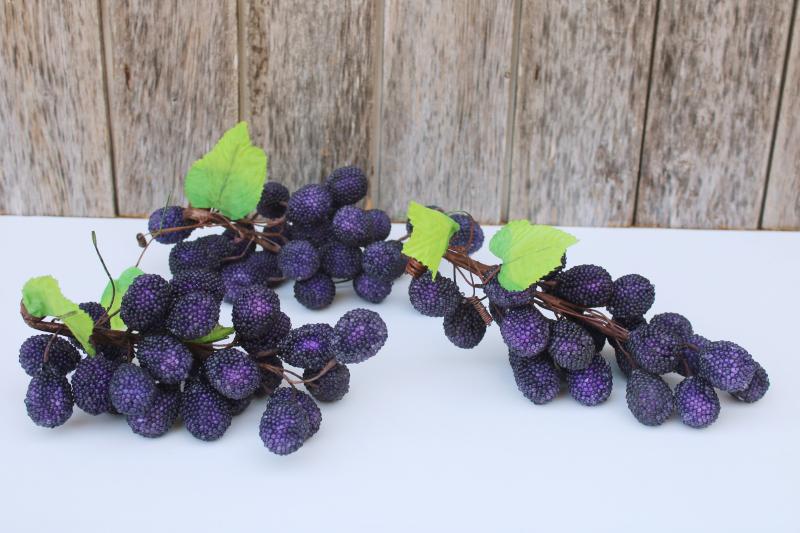 vintage beaded fruit, glitter sugar grapes deep purple grape bunches holiday decor