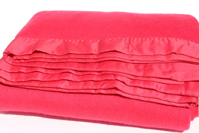 vintage bed blankets, cherry red & aqua blue thick soft plush blankets