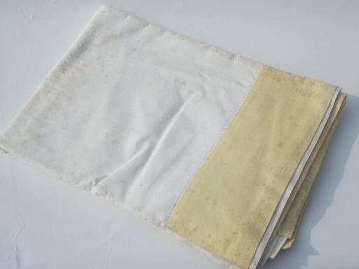 vintage bed linens, cotton pillowcases and sheets, matching gold bedspread