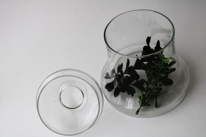 vintage bell jar, glass cloche canister w/ lid, terrarium or collections display