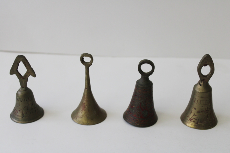 vintage bells of Sarna India, etched solid brass bell lot