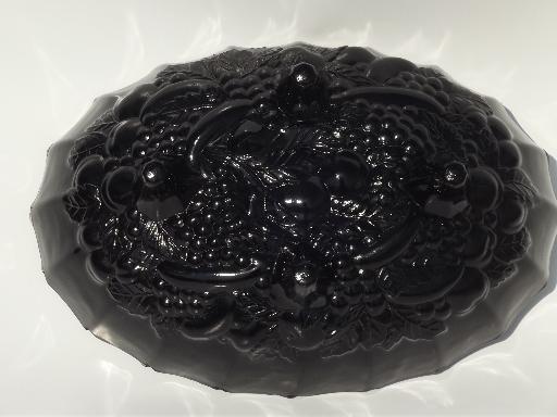 vintage black amethyst glass, Indiana glass garland pattern fruit bowl