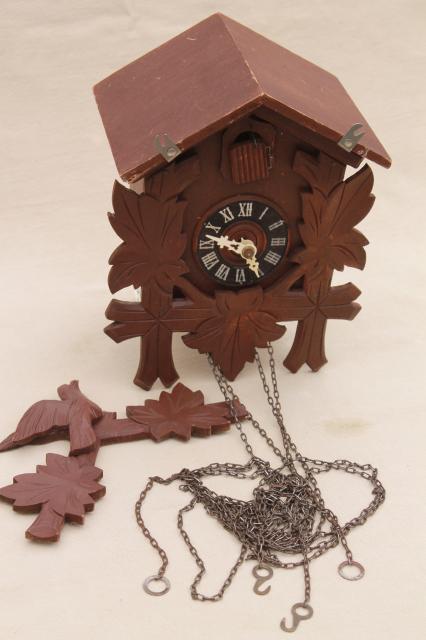 vintage black forest style cuckoo clocks parts clock lot carved wood germany 