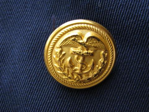 vintage blue US Naval uniform jacket / coat, buttons / patches