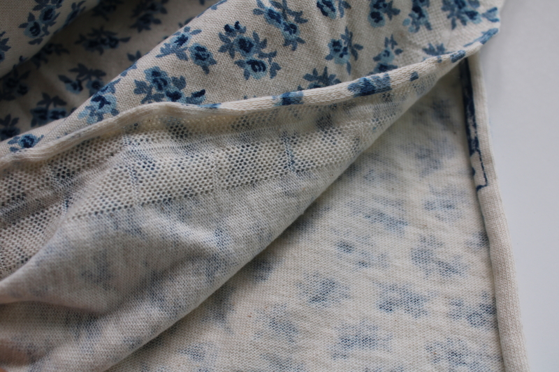 vintage blue / cream ditsy print floral sprig print cotton jersey t-shirt knit fabric