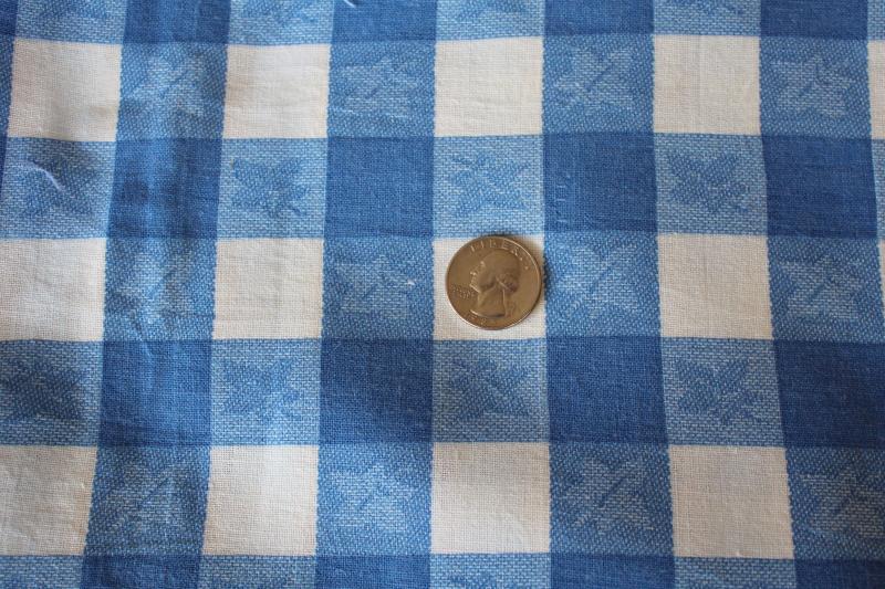 vintage blue & white gingham checkered tablecloth print cotton feedsack fabric
