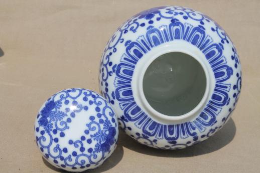 vintage blue & white phoenix ware china ginger jar, Japan phoenixware