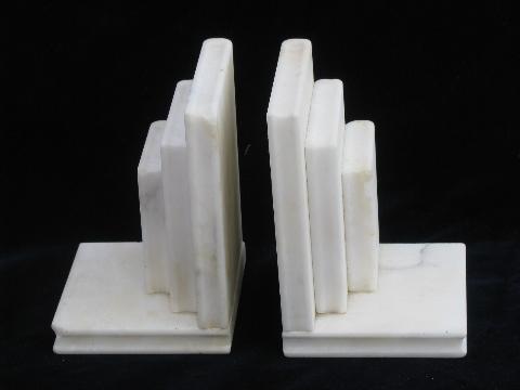 wood and marble bookends