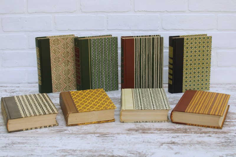 vintage books lot, Readers Digest books w/ print covers, fall colors green, brown, gold
